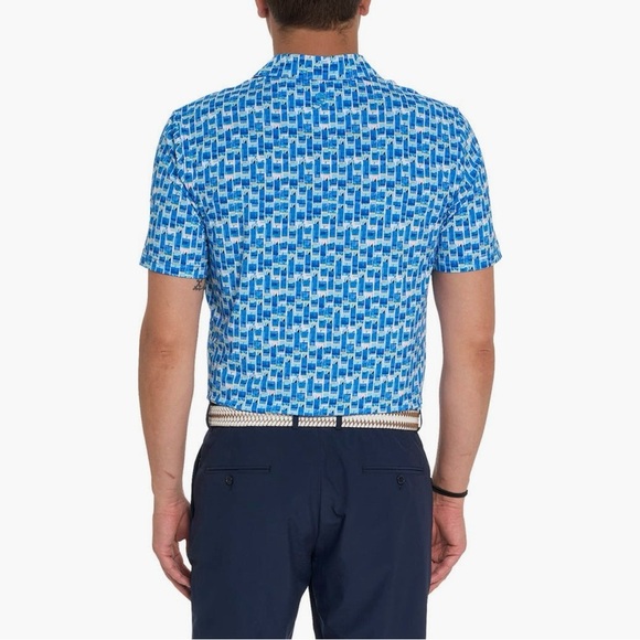 Robert Graham Tequila Sunrise Short Sleeve Performance Golf Polo Blue Mens Small - Picture 2 of 10
